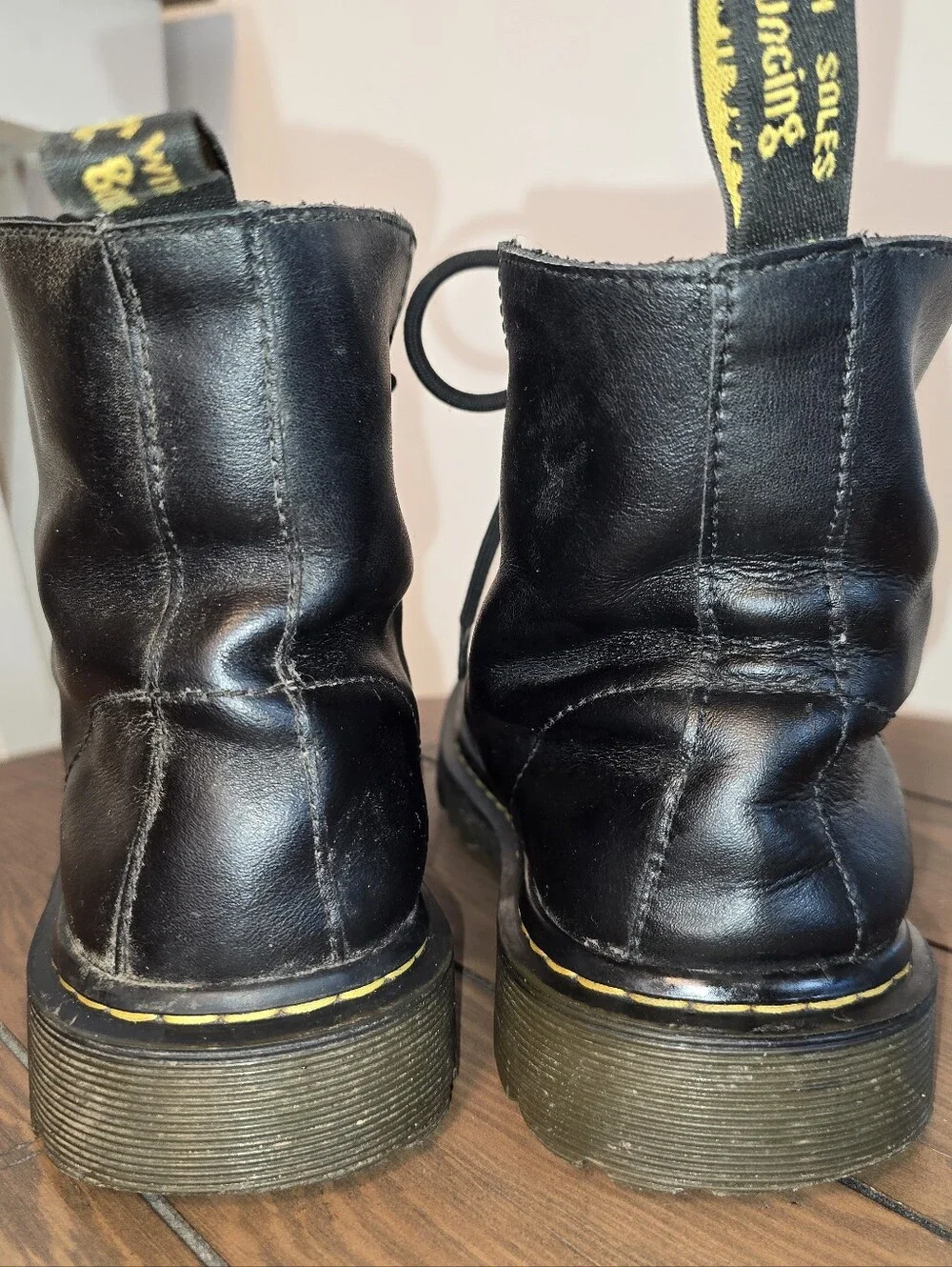 Dr. Martens Luana Black Leather Lace-Up Combat Boots Women's Size 9